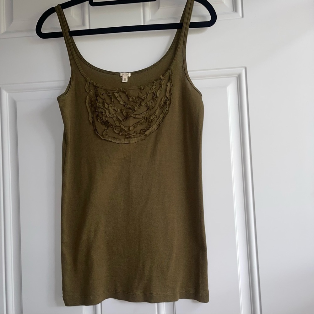 ❤️2/$15 or 3/$21❤️ J. Crew Ribbed Tank/Silk Ruffled Neck, Size Med.